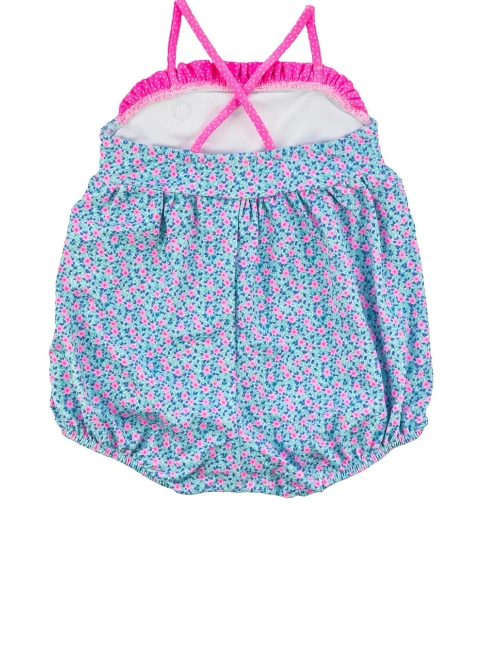 Florence Eiseman Floral Bubble Swim Suit with Flower Baby Girl Size 12 Month